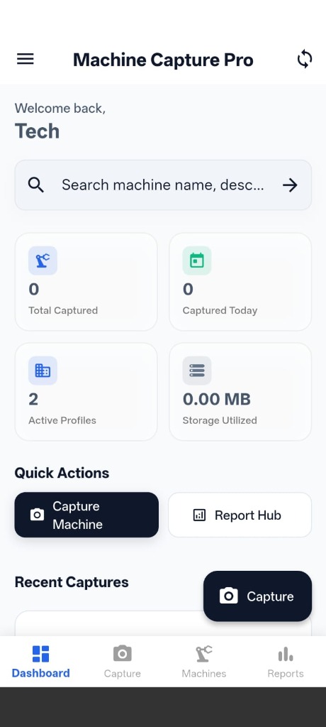 Machine Capture Mobile App Screenshot
